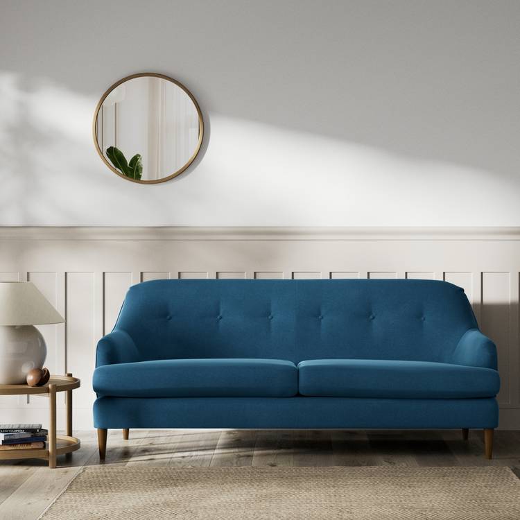 Habitat Frome Velvet 3 Seater Sofa - Ink Blue - Dark Leg 0