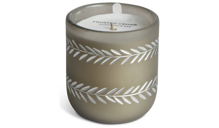 Habitat Metallic Cut Large Glass Candle - Frosted Cedar