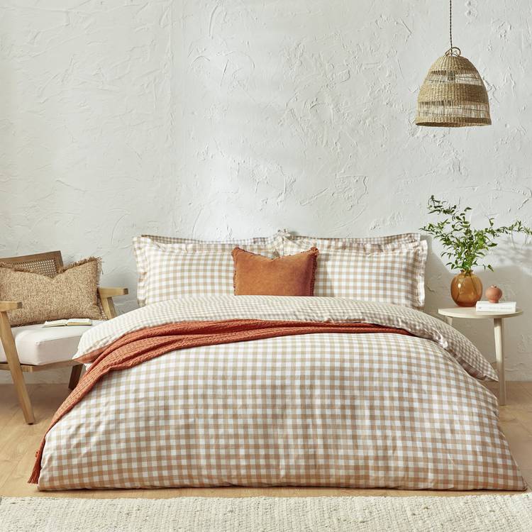 Yard Barton Cotton Check Biscuit Bedding Set - Double 0