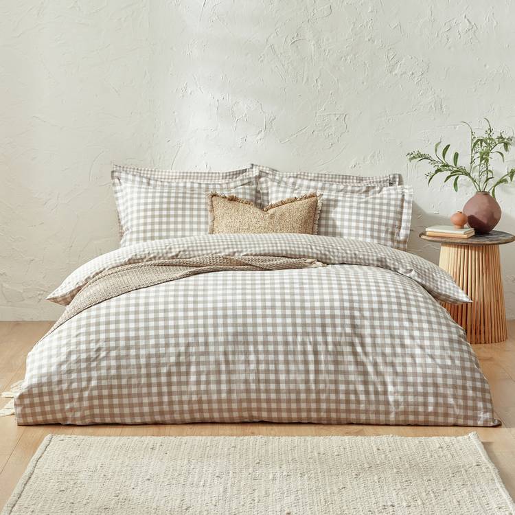 Yard Barton Cotton Check Natural Bedding Set - Single 0