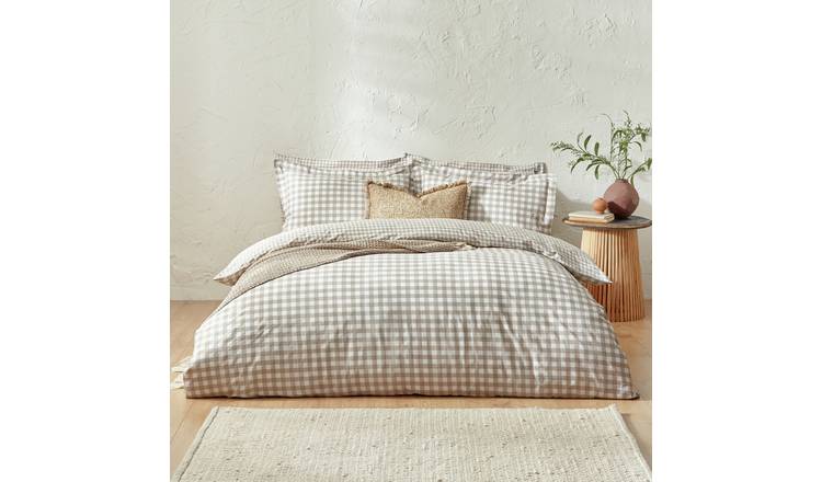 Yard Barton Cotton Check Natural Bedding Set - Double