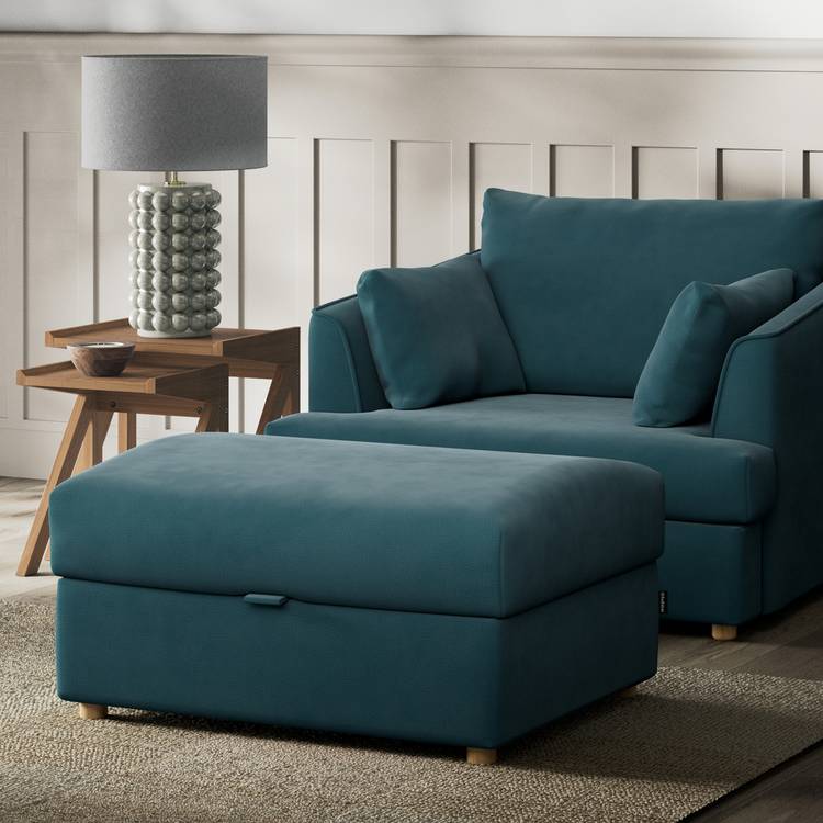 Habitat Holmfirth Fabric Footstool - Teal 0