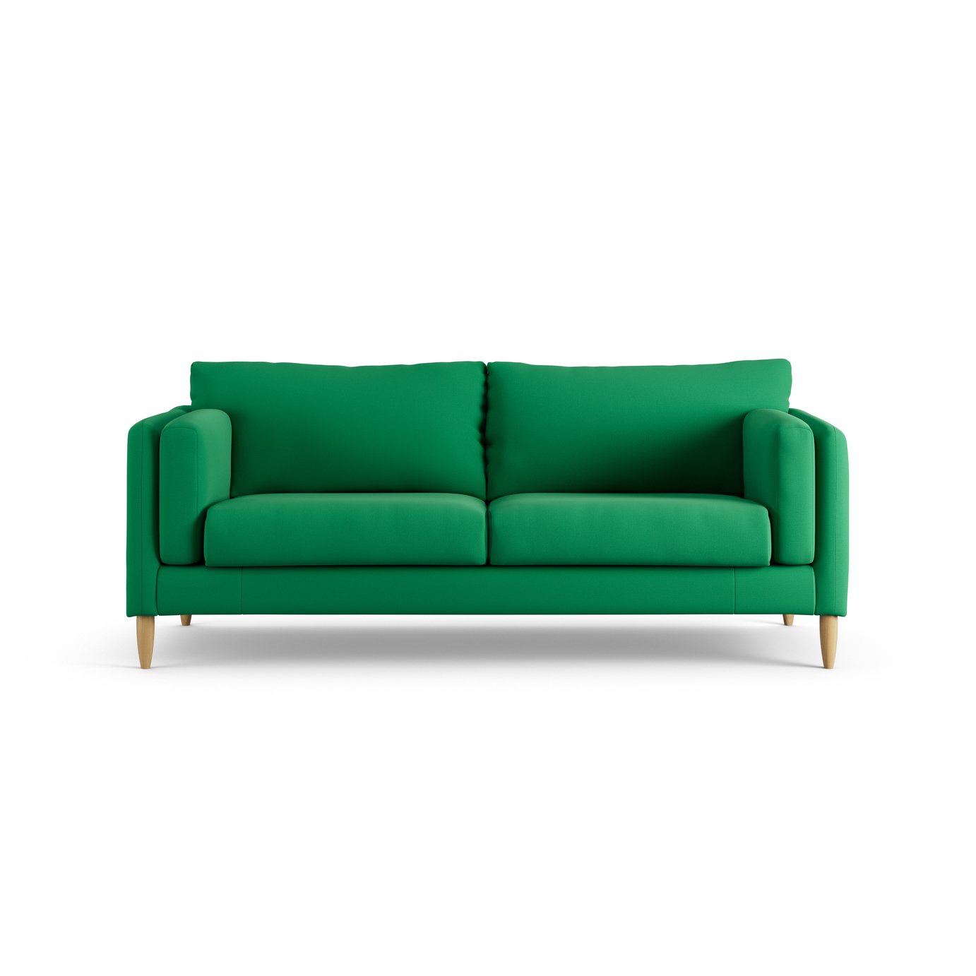 Habitat Newington Fabric 3 Seater Sofa - Green - Ash Leg