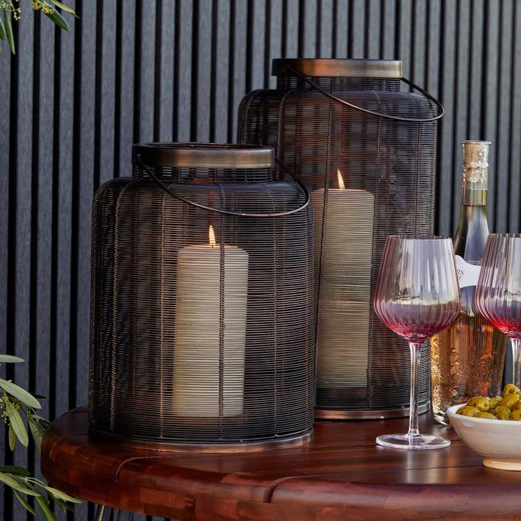 Ivyline 40cm Hampton Copper Woven Metal Lantern 0