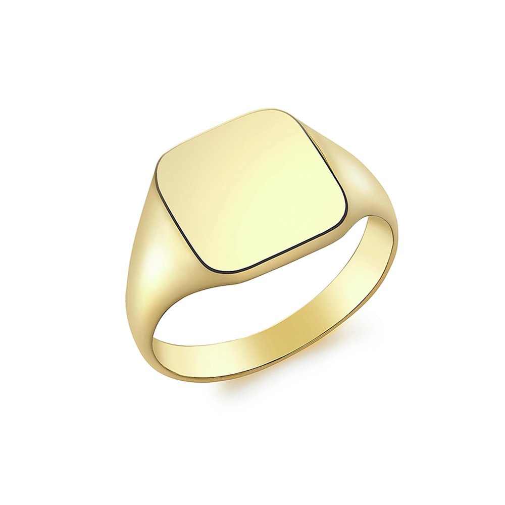 Revere 9ct Gold Men's Personalised Square Signet Ring - V