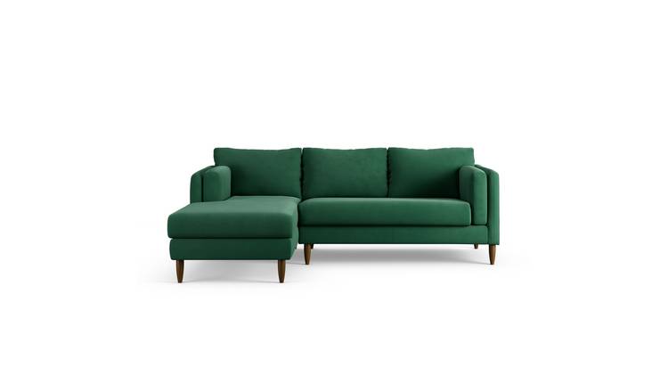 Habitat Newington Left Hand Corner Sofa - Green - Dark Leg