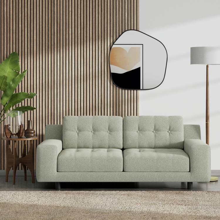Habitat Hendricks Fabric 2 Seater Sofa-Sage Green-Black Leg 0