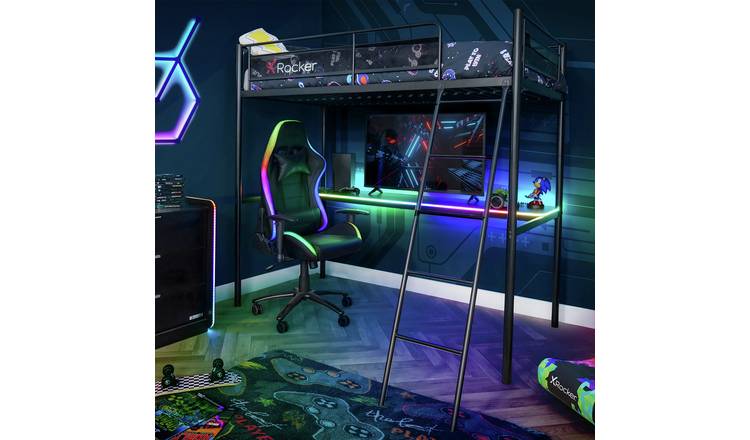 X Rocker HQ Gaming High Sleeper RGB bed - Black