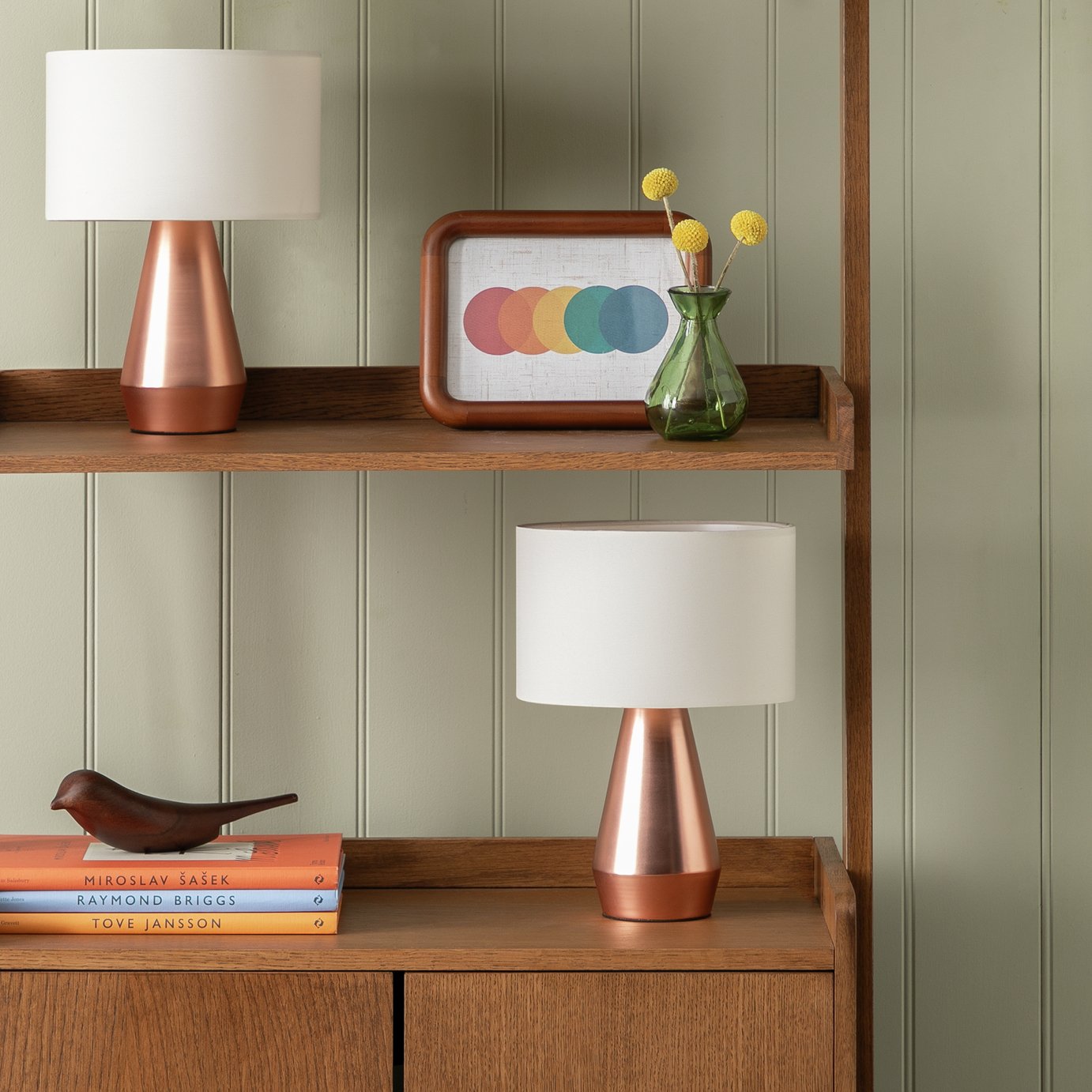 Habitat Maya Pair of Touch Table Lamps - Copper & Cream