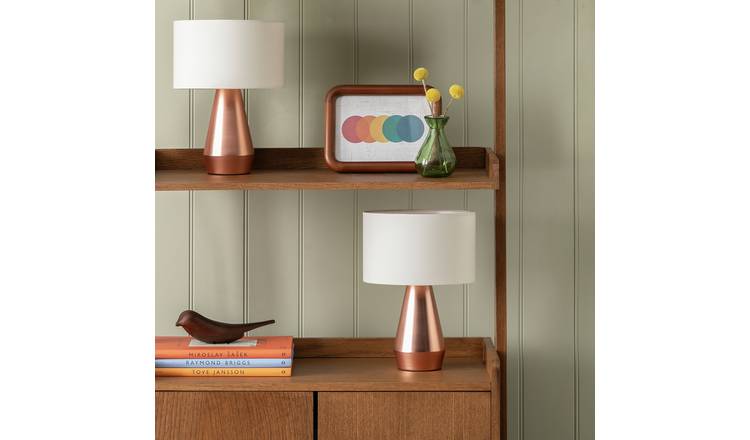 Habitat Maya Pair of Touch Table Lamps - Copper & Cream