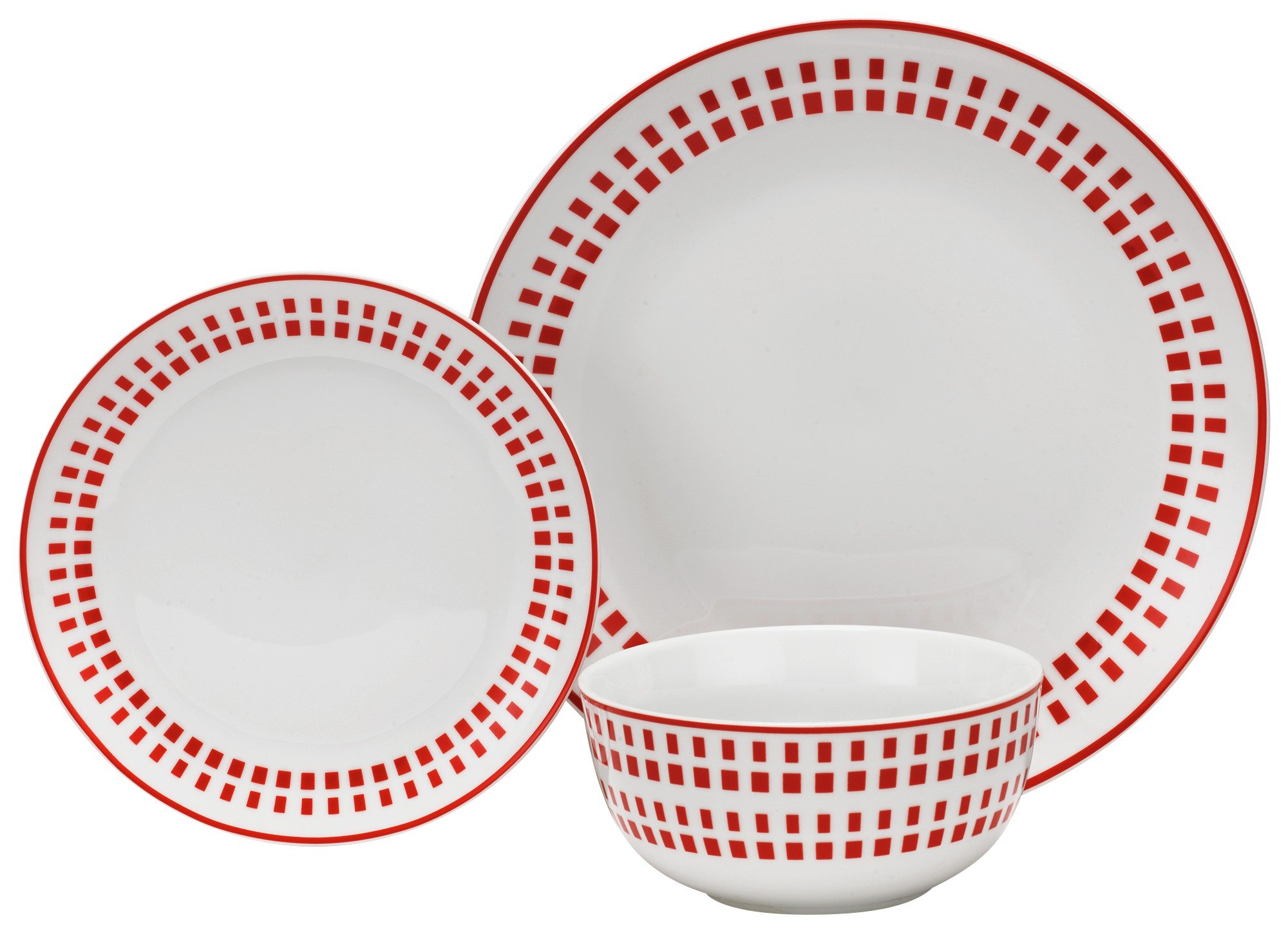 HOME 12 Piece Porcelain Dinner Set - Poppy Red.