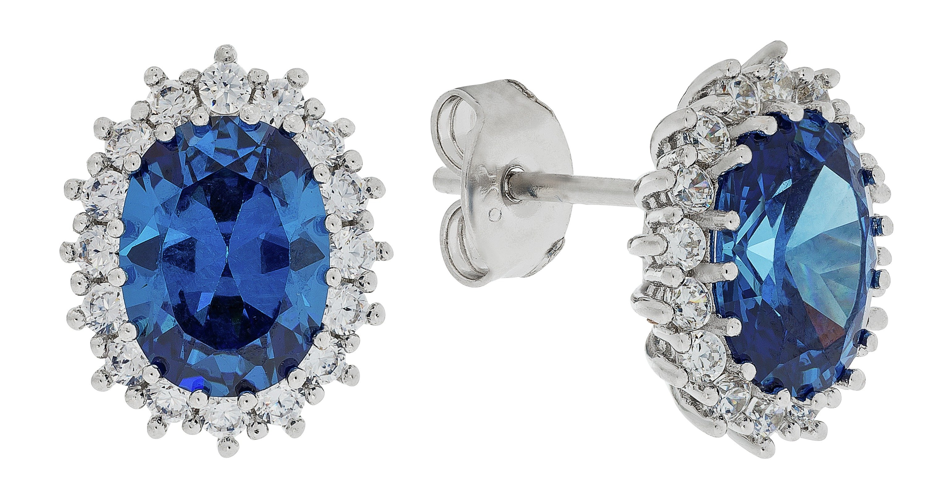 Revere Sterling Silver CZ Halo Stud Earrings