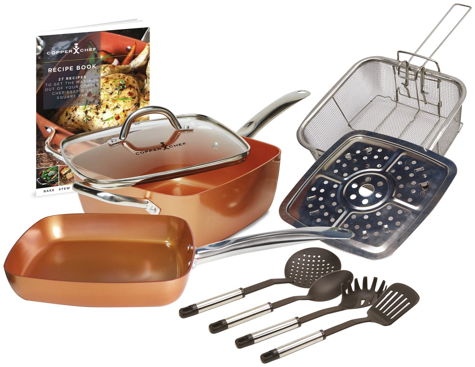 Copper Chef Deep Sided Square Pan - Deluxe 10pc Set (7159734) | Argos ...