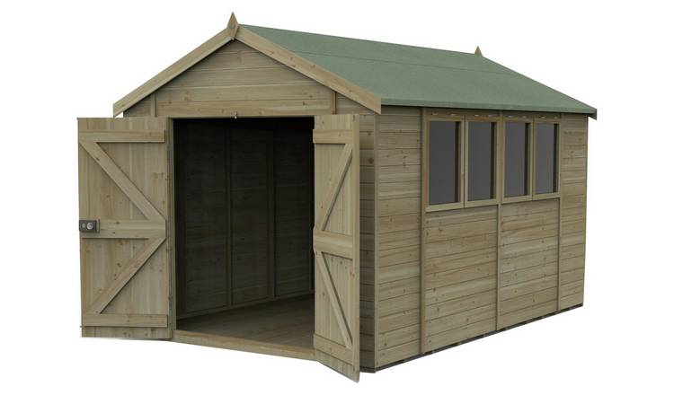 Forest Timberdale 4 Clear Windows Apex Shed - 12 x 8ft