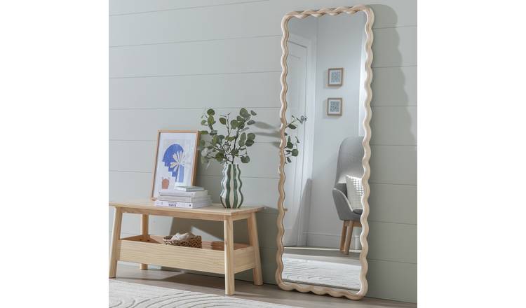 Habitat Solid Ash Full Length Wavy Wall Mirror -150x55cm