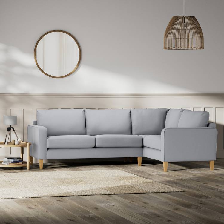 Habitat Flint Fabric Right Hand Corner Sofa - Grey - Ash Leg 0