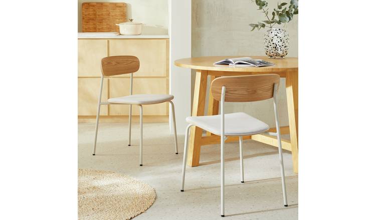 Habitat Gako Pair of Fabric Dining Chairs - Natural