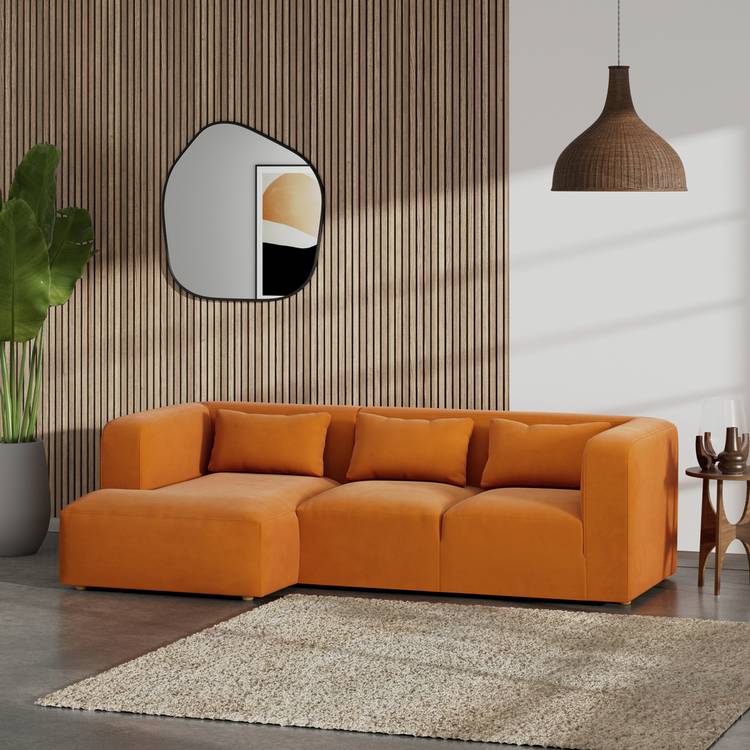 Habitat Lars Left Hand Corner Sofa - Orange - Ash Leg 0