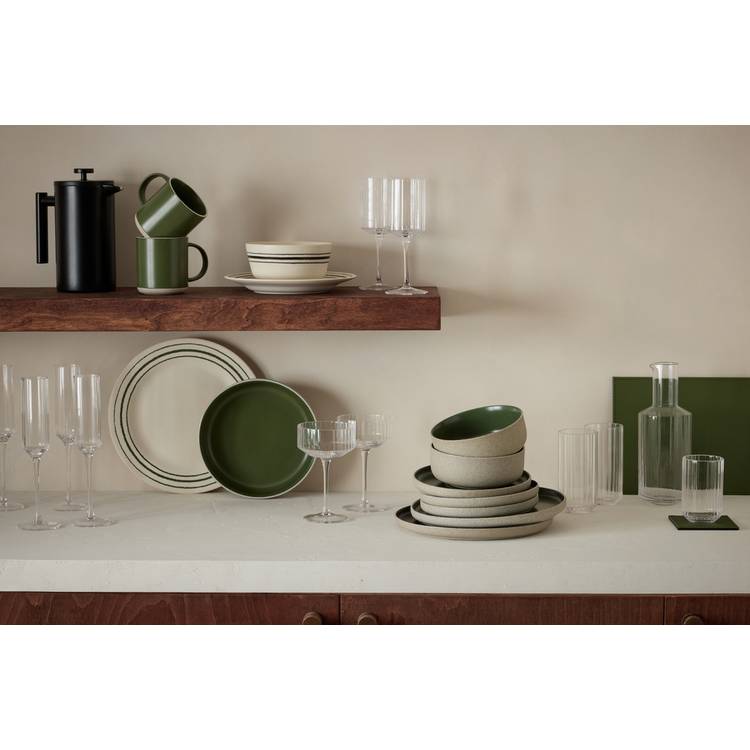 Habitat 12 Piece Raw Edge Speckle Stoneware Dinner Set-Green 0
