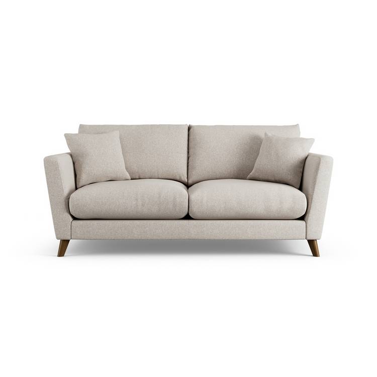 Habitat Lomond Fabric 3 Seater Sofa - Natural - Dark Leg 0