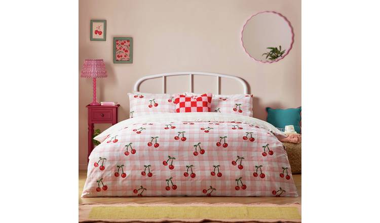 Heya Home Cherry Gingham Pink Bedding Set - Double