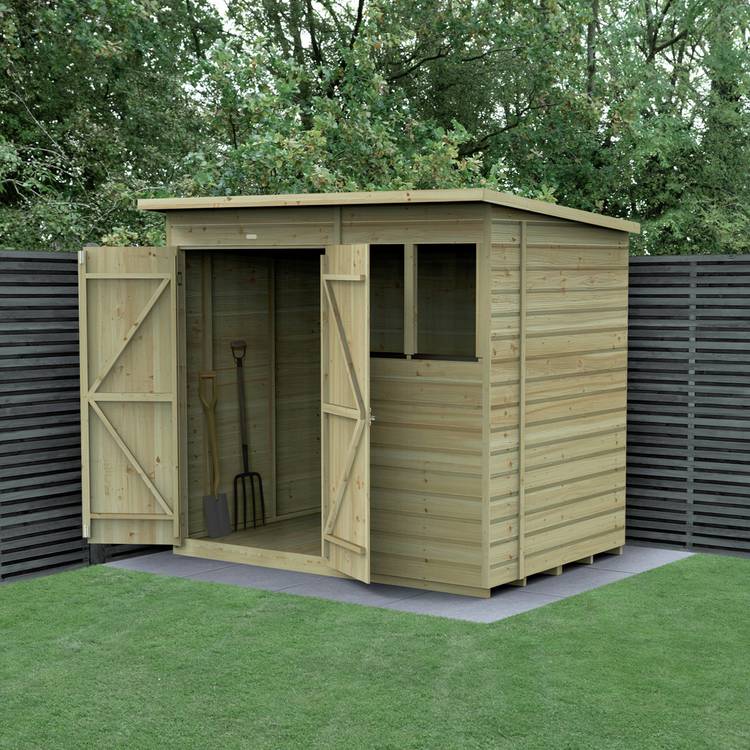 Forest Beckwood Shiplap 2 Windows Pent Shed - 7 x 5ft 0