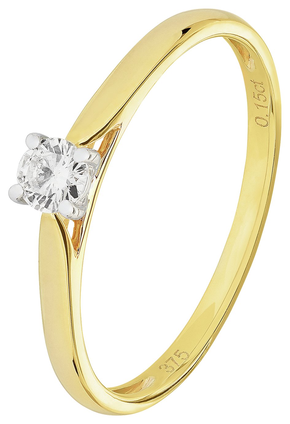 Revere 9ct Gold 0.15ct Diamond Solitaire Engagement Ring - N