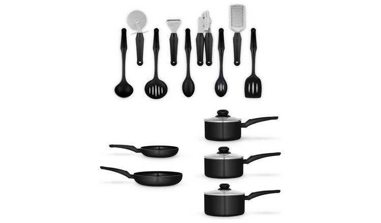 Swan 14 Piece Aluminium Cookware Set - Black