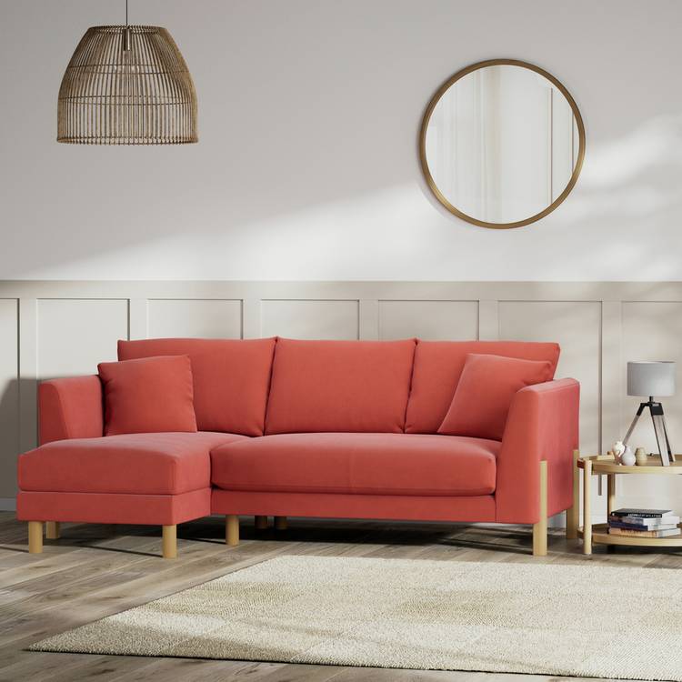 Habitat Aston Left Hand Corner Sofa - Papaya - Ash Leg 0