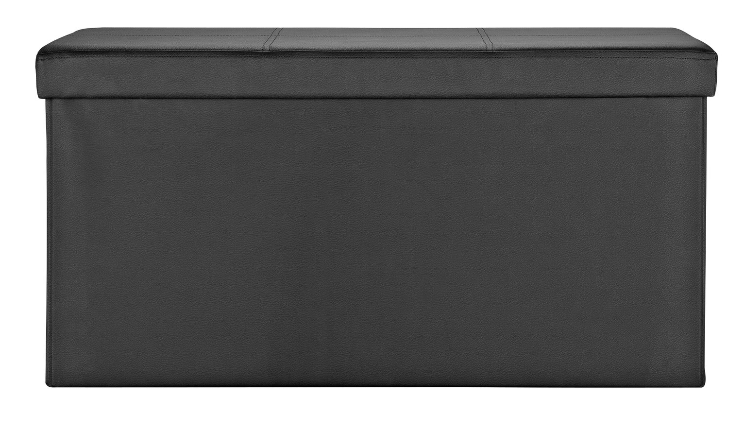 Argos Home Ashton Large Faux Leather Stitched Ottoman -Black