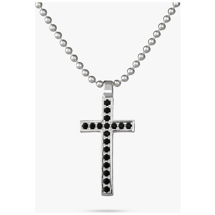 Revere Sterling Silver Black Zircons Cross Pendant Necklace 0
