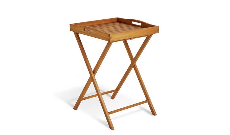 Habitat Folding Square Wooden Garden Tray Table - Light Wood