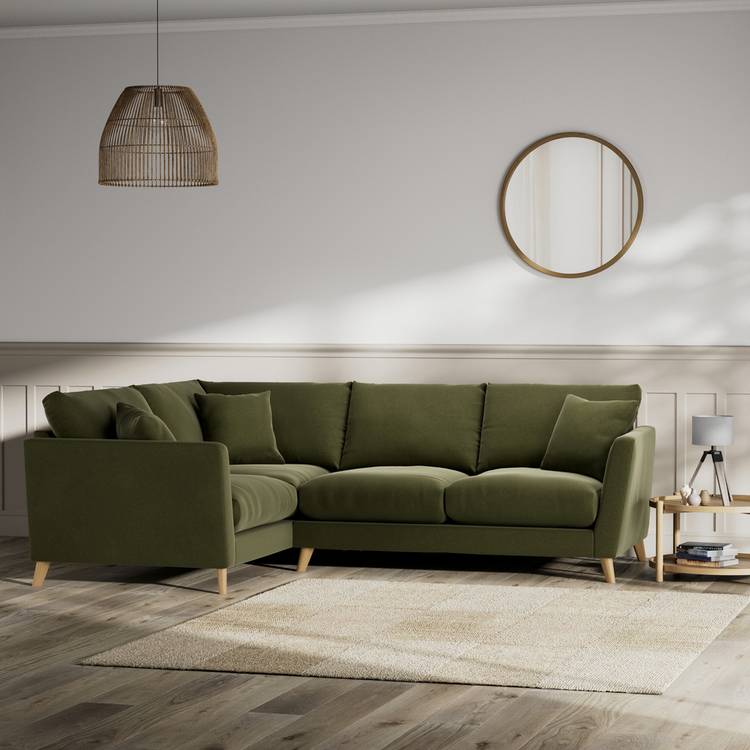 Habitat Lomond Left Hand Corner Sofa - Moss Green - Ash Leg 0