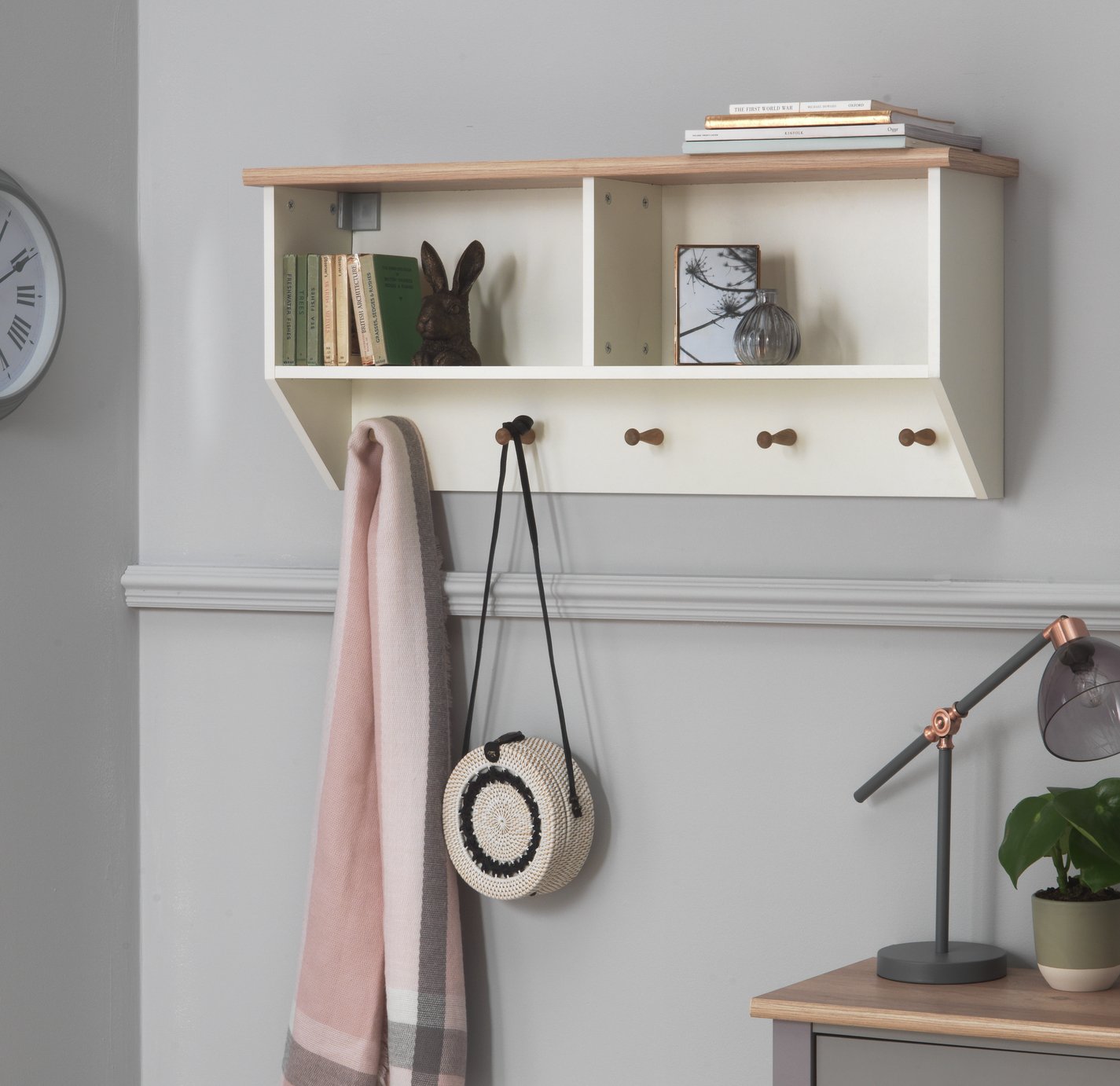 Argos Home Winchester Wall Shelf & Coat Hook -Cream Two Tone Review