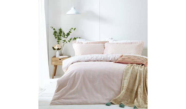 Yard Hebden Cotton Stripe Blush Bedding Set - Double