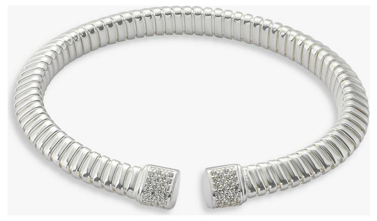 Revere Sterling Silver Cubic Zirconia Stones Cuff Bangle