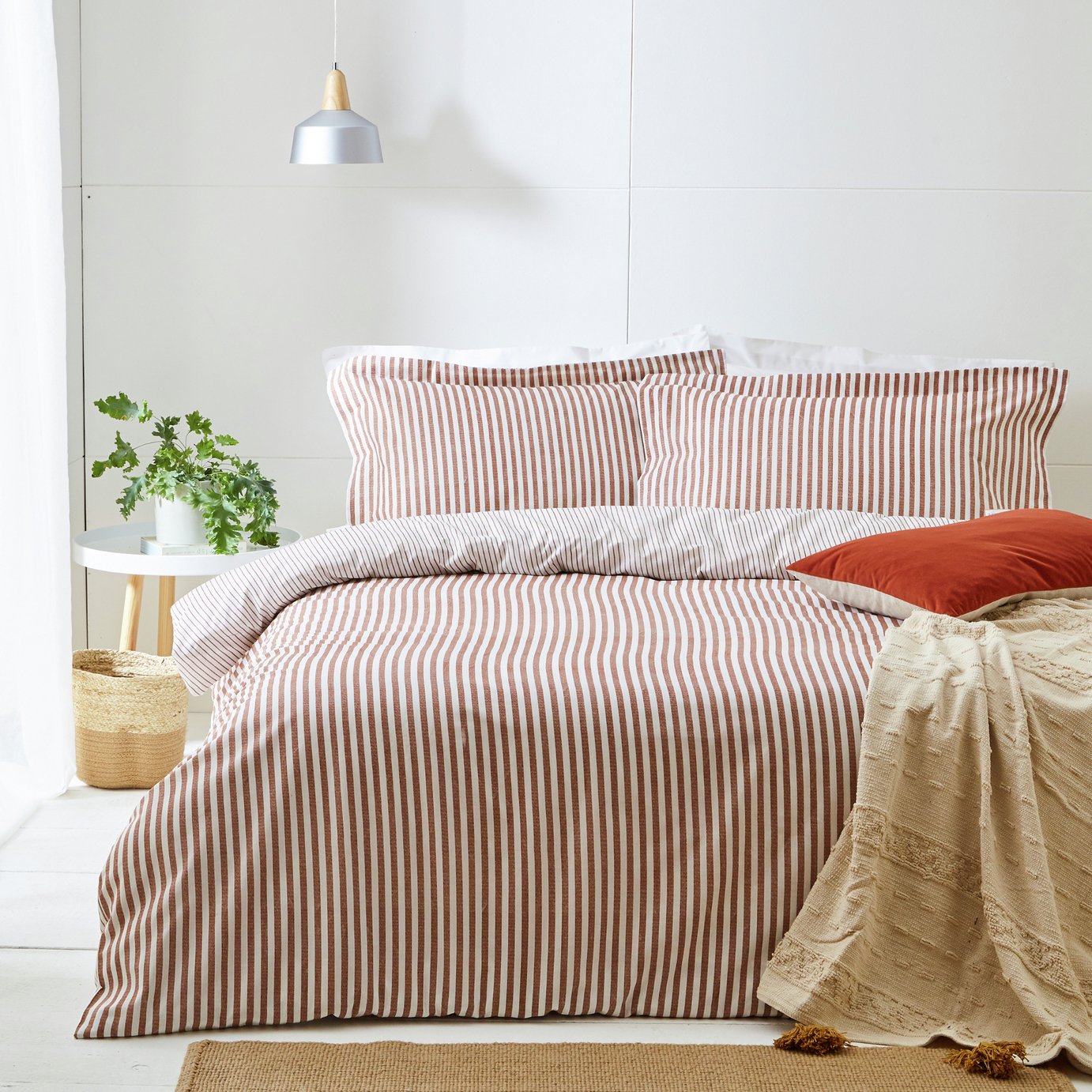 Yard Hebden Cotton Stripe Pecan Bedding Set - Double