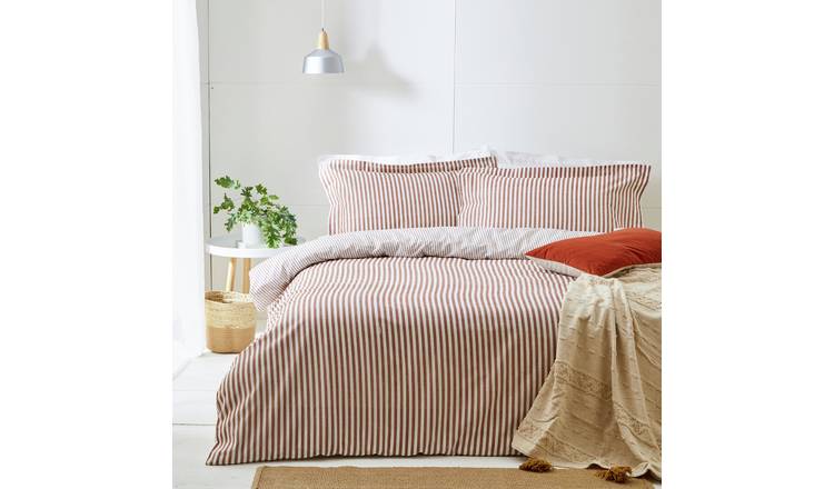 Yard Hebden Cotton Stripe Pecan Bedding Set - King size