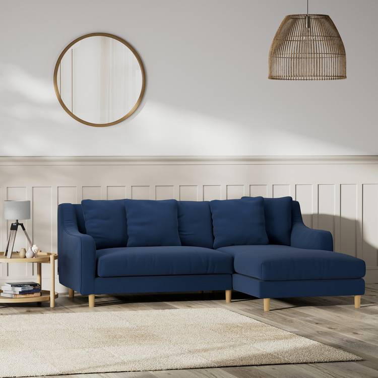 Habitat Swift Right Hand Corner Sofa - Navy - Ash Leg 0