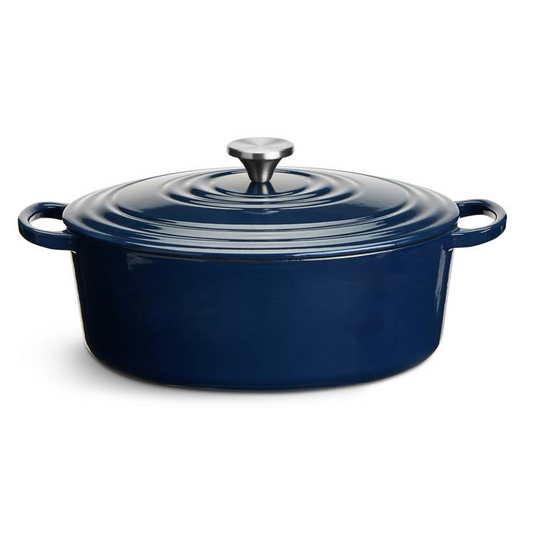 Habitat 4.7L Cast Iron Oval Casserole Dish - Navy 0