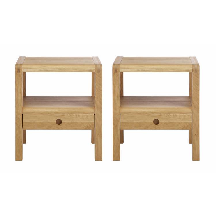 Habitat Radius 1 Drawer Set of 2 Bedside Tables  - Oak 0