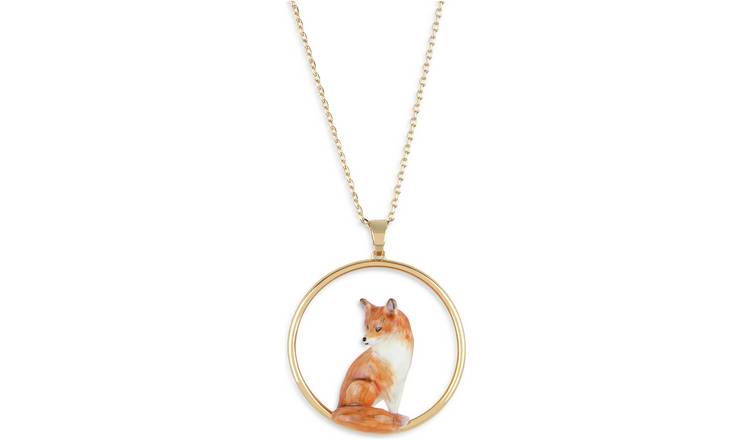 Bill Skinner Enamel Fox Hoop Pendant