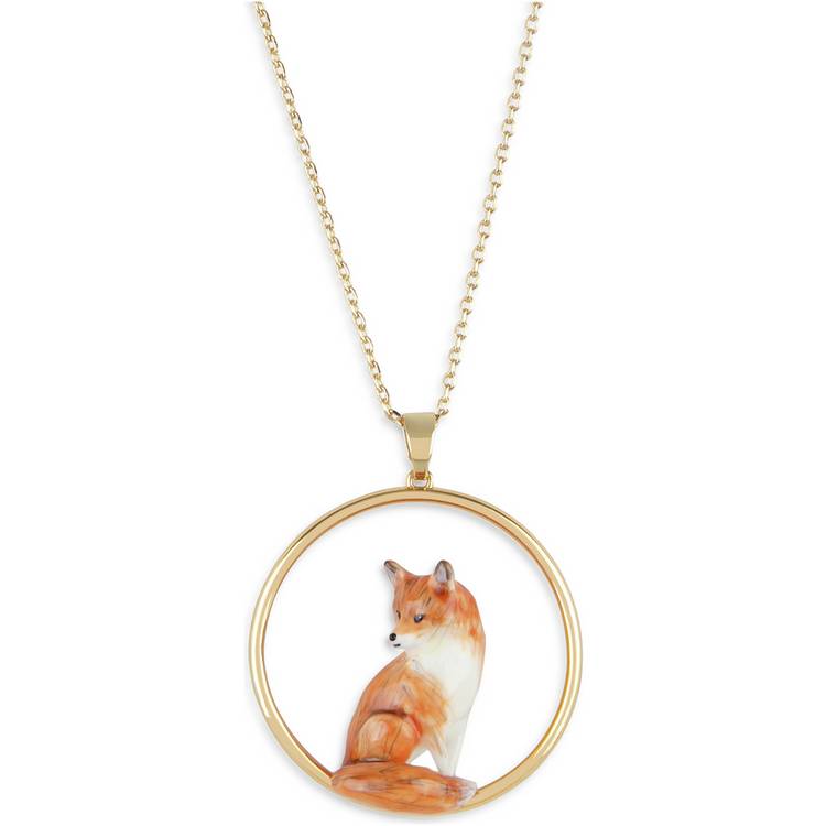 Bill Skinner Enamel Fox Hoop Pendant 0