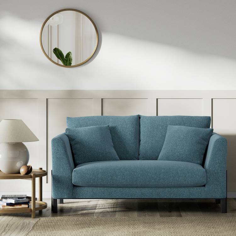 Habitat Aston Fabric 2 Seater Sofa - Blue - Black Leg 0