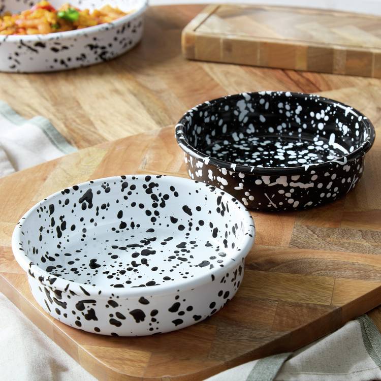 Habitat Splatter Set of 2 Tapas Dish - Black and White 0