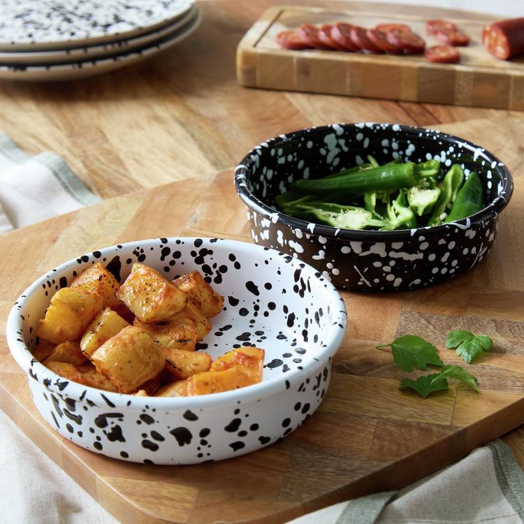 Buy Habitat Splatter Set of Enamel Tapas Dish Black White