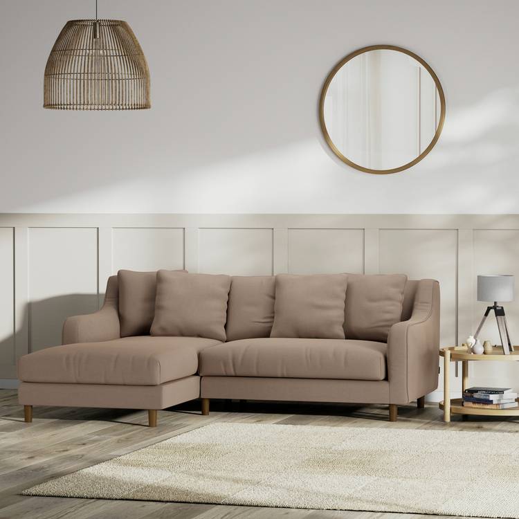 Habitat Swift Left Hand Corner Sofa - Biscuit - Dark Leg 0