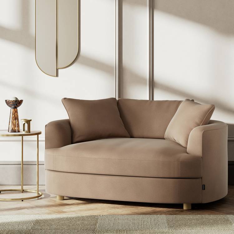 Habitat Sacha Velvet Cuddle Chair - Latte - Ash Leg 0