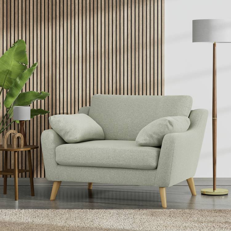 Habitat Ivor Fabric Cuddle Chair - Sage Green - Ash Leg 0