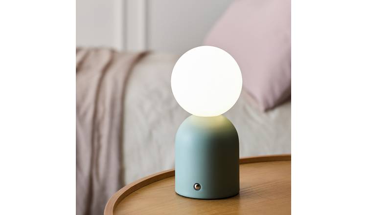 Habitat Steel Opal Ball Rechargeable LED Table Lamp - Sage